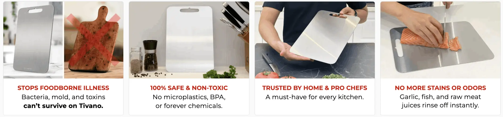 how Tivano Titanium Cutting Board works